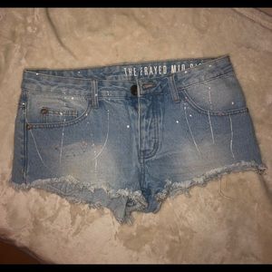 Pacsun paint splatter mid-rise frayed shorts